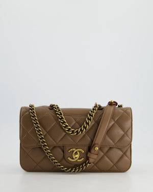 Chanel Brown Large Perfect Edge Flap Bag in Lambskin Leather with Gold Hardware