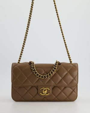 Chanel Brown Large Perfect Edge Flap Bag in Lambskin Leather with Gold Hardware