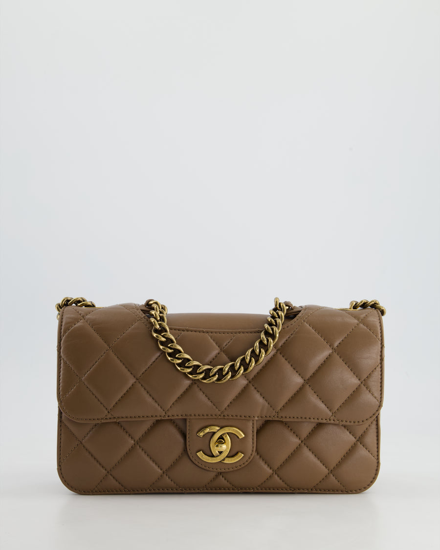 Chanel Brown Large Perfect Edge Flap Bag in Lambskin Leather with Gold Hardware