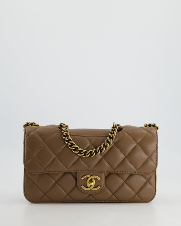 Chanel Brown Large Perfect Edge Flap Bag in Lambskin Leather with Gold Hardware