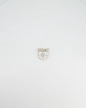 *HOT* Chanel Silver Crystal Large Brooch with CC and Logo Details