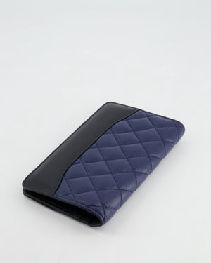 Chanel Navy Gabrielle CC Yen Wallet with Gold Hardware