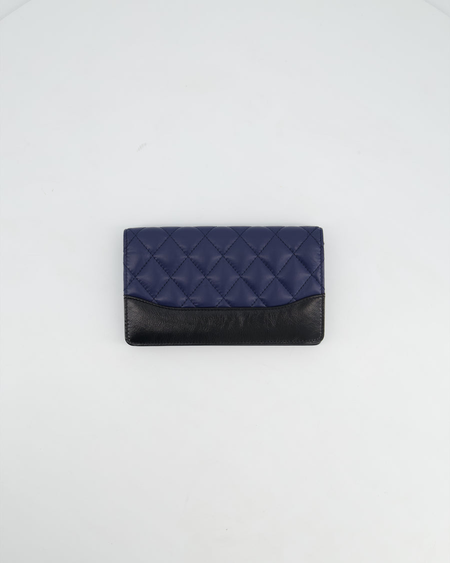 Chanel Navy Gabrielle CC Yen Wallet with Gold Hardware