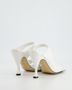 Bottega Veneta White Leather Cutout Split Toe Heeled Mules Size EU 38