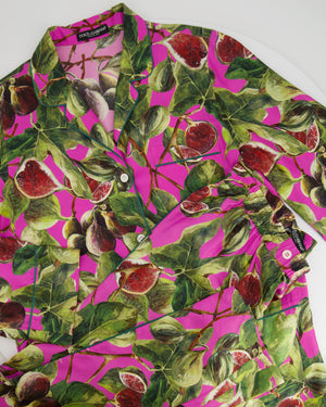 *HOT* Dolce & Gabbana Pink Fig Printed Silk Trousers and Shirt Set Size IT 36/38 (UK 4/6) RRP £2,650