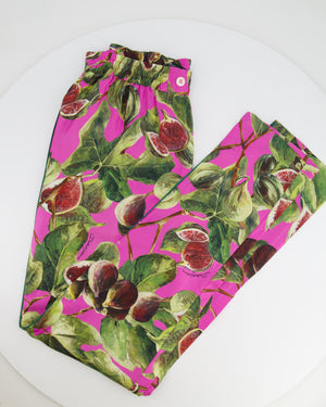 *HOT* Dolce & Gabbana Pink Fig Printed Silk Trousers and Shirt Set Size IT 36/38 (UK 4/6) RRP £2,650