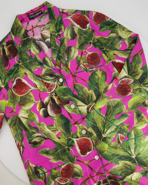 *HOT* Dolce & Gabbana Pink Fig Printed Silk Trousers and Shirt Set Size IT 36/38 (UK 4/6) RRP £2,650