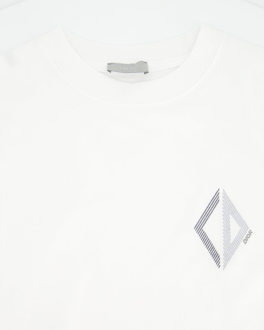 Christian Dior Menswear White "CD Diamond Logo" T-Shirt Size XXS (UK 32)