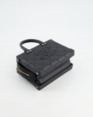 *HOT* Chanel Black Small Rectangular Case Bag in Quilted Calfskin Leather with Champagne Gold Hardware