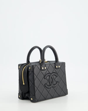 *HOT* Chanel Black Small Rectangular Case Bag in Quilted Calfskin Leather with Champagne Gold Hardware