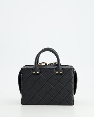 *HOT* Chanel Black Small Rectangular Case Bag in Quilted Calfskin Leather with Champagne Gold Hardware