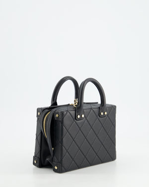 *HOT* Chanel Black Small Rectangular Case Bag in Quilted Calfskin Leather with Champagne Gold Hardware