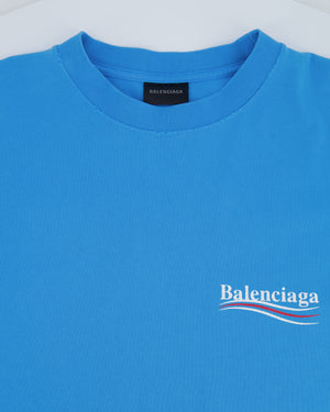 Balenciaga Blue Oversized T-Shirt with Logo Details Size XXS (UK 4) RRP £550