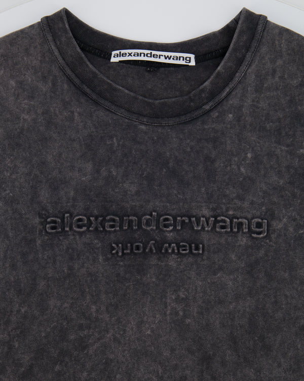 Alexander Wang Dark Grey Oversized T-shirt with Logo Size S (UK 8)