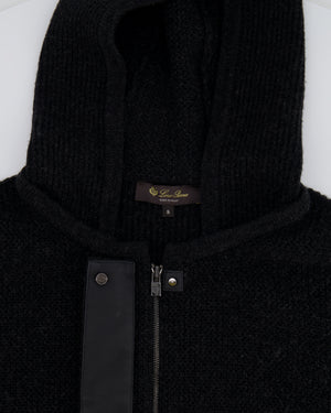 Loro Piana Black Cashmere Hooded Short-Sleeve Gilet with Zip Size S (UK 8)