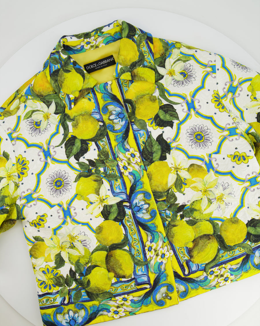 Dolce & Gabbana Multicolour Lemon Printed Jacquard Skirt and Jacket Set Size IT 38 (UK 6)