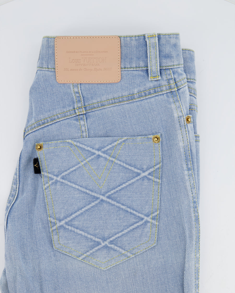 Louis Vuitton Blue Light Wash Skinny Jeans with Abstract Pocket Pattern Detail Size FR 36 (UK 8)