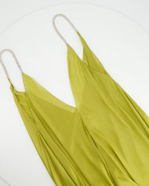 Alexandre Vauthier Sea Weed Green Silk Maxi Dress with Crystal Details FR 36 (UK 8)