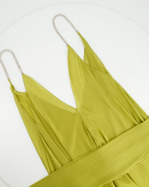 Alexandre Vauthier Sea Weed Green Silk Maxi Dress with Crystal Details FR 36 (UK 8)