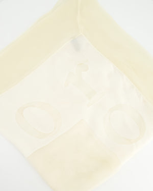 Christian Dior Sheer Ivory Chiffon Logo Scarf 90x90cm