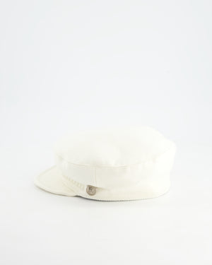 Hermès Double Linen White Twill Cabourg Cap Size 56