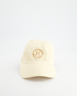 Hermès Cream Cotton Baseball Cap with Brown H Embroidery Detail Size 57