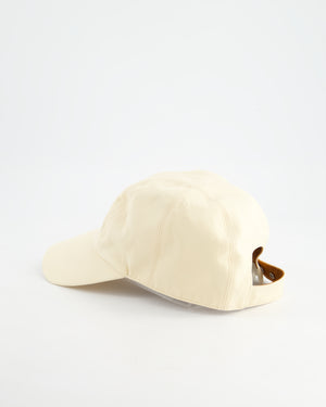 Hermès Cream Cotton Baseball Cap with Brown H Embroidery Detail Size 57