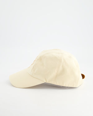 Hermès Cream Cotton Baseball Cap with Brown H Embroidery Detail Size 57