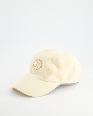 Hermès Cream Cotton Baseball Cap with Brown H Embroidery Detail Size 57