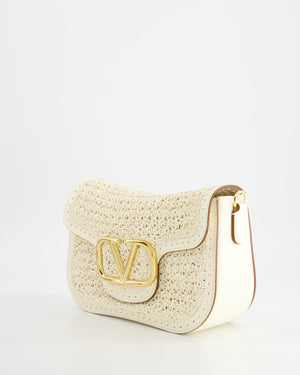 Valentino White Alltime Leather Shoulder Bag with Strap and Gold Hardware RRP £2,890