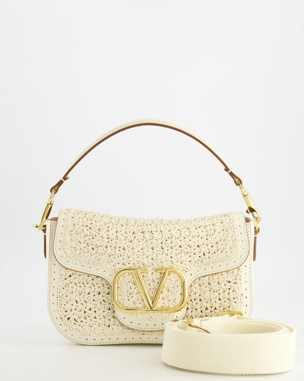 Valentino White Alltime Leather Shoulder Bag with Strap and Gold Hardware RRP £2,890