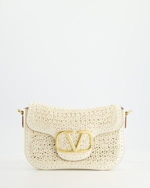 Valentino White Alltime Leather Shoulder Bag with Strap and Gold Hardware RRP £2,890