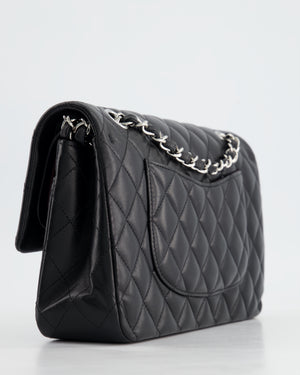 Chanel Classic Black Medium Lambskin Double Flap Bag with Silver Hardware