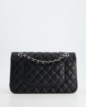 Chanel Classic Black Medium Lambskin Double Flap Bag with Silver Hardware