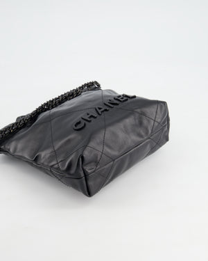 *RARE* Chanel Mini 22 Bag in Black Shiny Calfskin with So Black Hardware RRP £4,770