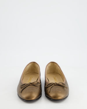 Chanel Bronze Aged Calfskin Ballerina Flats with CC Detail Size EU 36