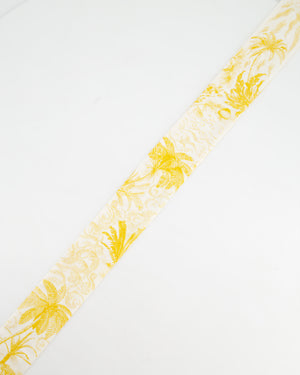 Christian Dior Mitzah ABCDior Yellow & White Palm Tree Printed Twilly Silk Scarf with 'E' Initial Detail