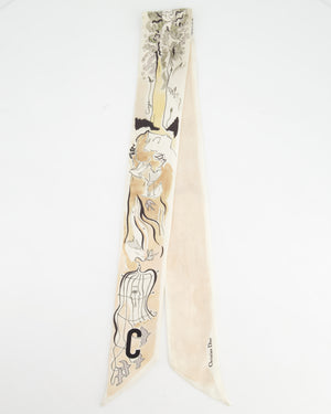 Christian Dior Mitzah ABCDior Beige Silk Scarf with 'C' Initial Detail