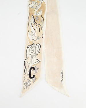 Christian Dior Mitzah ABCDior Beige Silk Scarf with 'C' Initial Detail