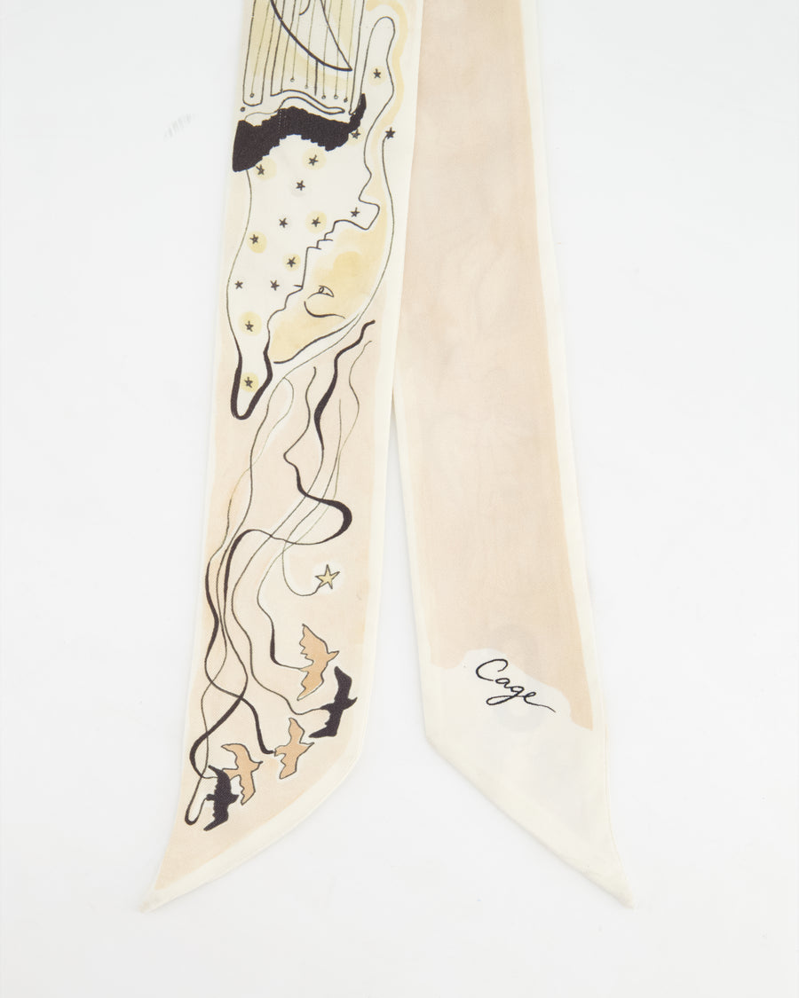 Christian Dior Mitzah ABCDior Beige Silk Scarf with 'C' Initial Detail