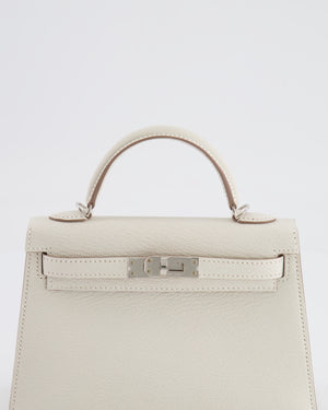 *HOT* Hermès Mini Kelly II 20cm Bag in Mushroom Chèvre Leather with Palladium Hardware