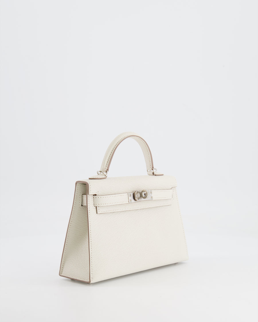 *HOT* Hermès Mini Kelly II 20cm Bag in Mushroom Chèvre Leather with Palladium Hardware