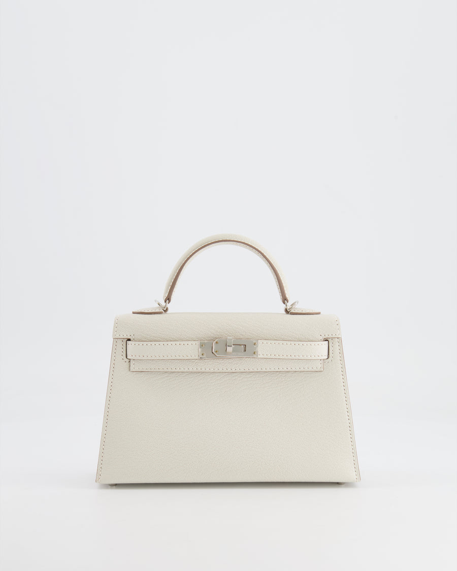 *HOT* Hermès Mini Kelly II 20cm Bag in Mushroom Chèvre Leather with Palladium Hardware