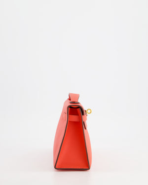 *HOT* Hermès Kelly Pochette in Rouge Pivoine Epsom Leather with Gold Hardware