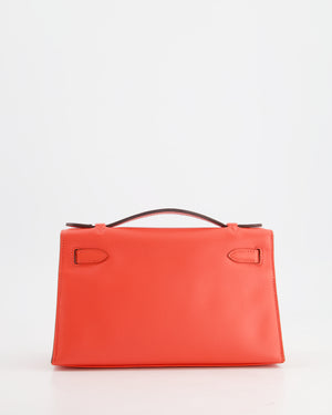 *HOT* Hermès Kelly Pochette in Rouge Pivoine Epsom Leather with Gold Hardware