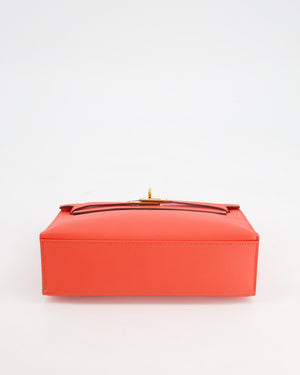 *HOT* Hermès Kelly Pochette in Rouge Pivoine Epsom Leather with Gold Hardware