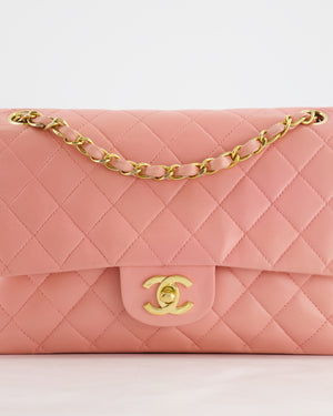 Chanel Baby Pink Vintage Medium Classic Double Flap Bag Lambskin Leather 24K Gold Hardware