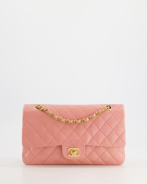 Chanel Baby Pink Vintage Medium Classic Double Flap Bag Lambskin Leather 24K Gold Hardware