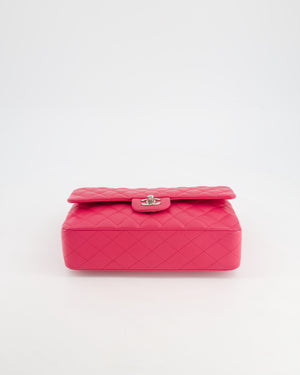 Chanel Hot Pink Medium Classic Double Flap Bag in Lambskin Leather with Silver Hardware