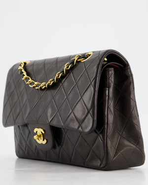 Chanel Vintage Black Medium Classic Double Flap Bag in Lambskin Leather with 24K Gold Hardware